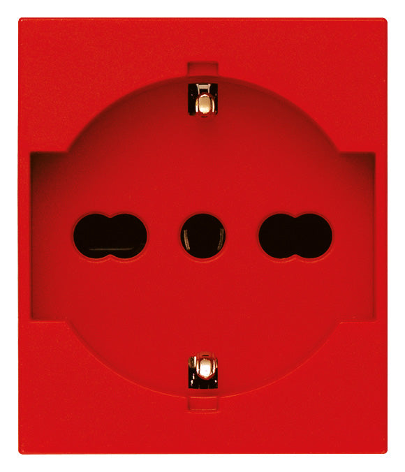 Presa SICURY 2P+T 16 A 250 V~ universale standard italiano P40, rosso - 2 moduli Vimar linea 30210.R Presa SICURY 2P+T 16 A 250 V~ universale standard italiano P40, rosso - 2 moduli Vimar linea 30210.R